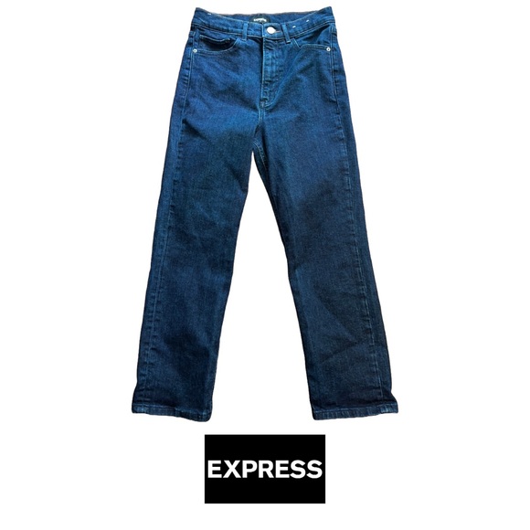 Express | Women’s Dark Denim | Stretch High Rise Straight Jeans | Size 6 - Picture 1 of 4